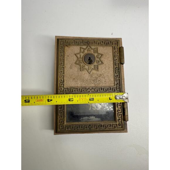 Vintage Brass, Metal & Glass Post Office Box Front, 1975 Door Front w/ Eagle Bra - Picture 4 of 8